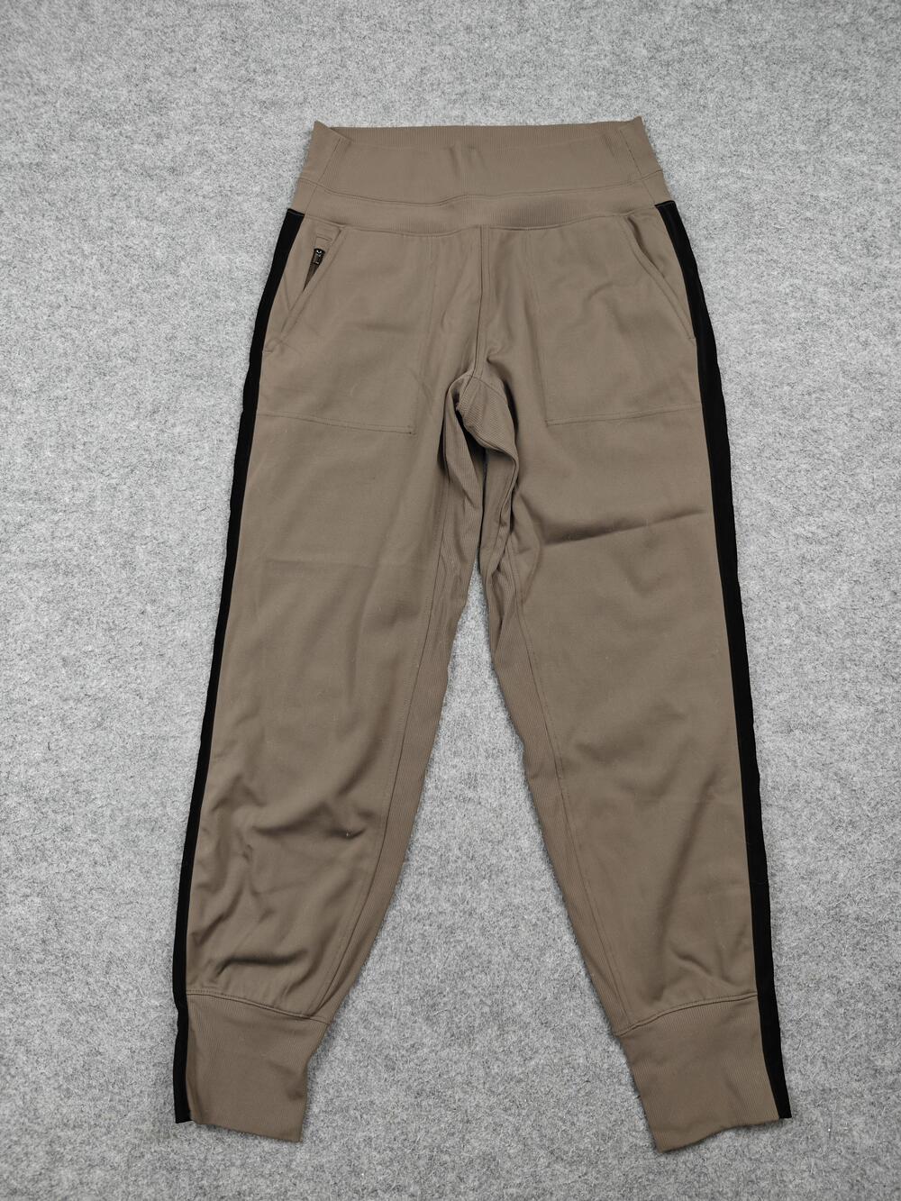 Athleta Pants Womens Small Beige Venice Velvet Stripe Jogger Zip Pocket